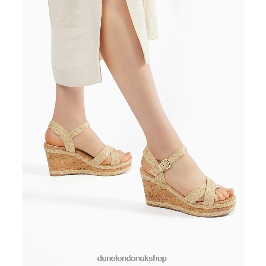 Braided-Cross-Strap Cork-Wedge Sandals Women N4BBPB435 Dune London Kelisa Beige