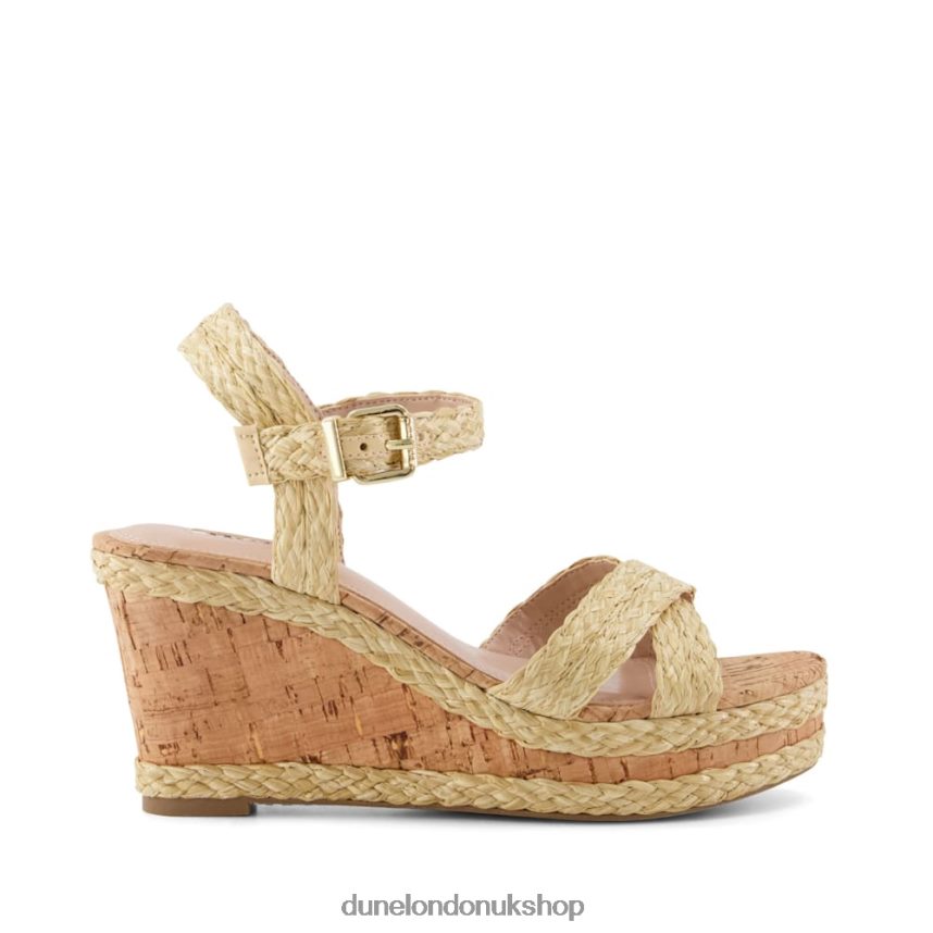 Braided-Cross-Strap Cork-Wedge Sandals Women N4BBPB435 Dune London Kelisa Beige