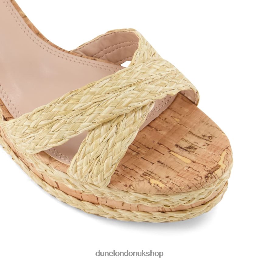 Braided-Cross-Strap Cork-Wedge Sandals Women N4BBPB435 Dune London Kelisa Beige