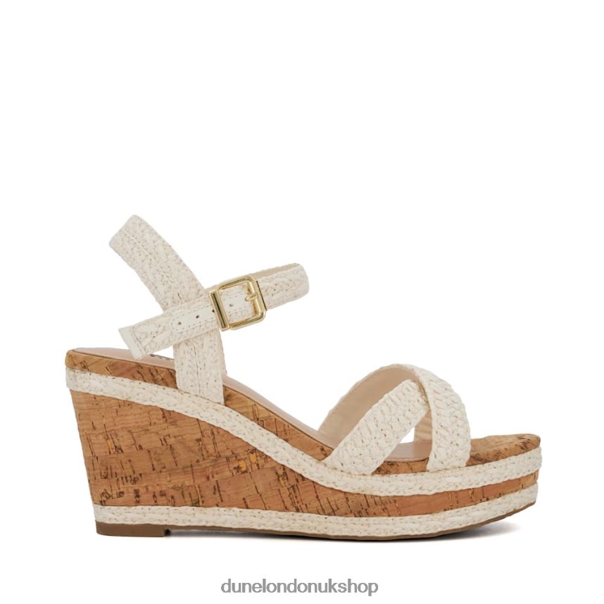 Braided-Cross-Strap Cork-Wedge Sandals Women N4BBPB452 Dune London Kelisa White