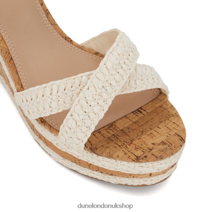 Braided-Cross-Strap Cork-Wedge Sandals Women N4BBPB452 Dune London Kelisa White