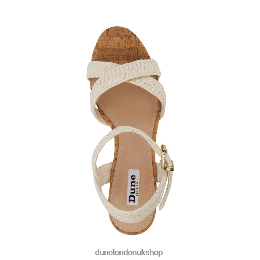 Braided-Cross-Strap Cork-Wedge Sandals Women N4BBPB452 Dune London Kelisa White