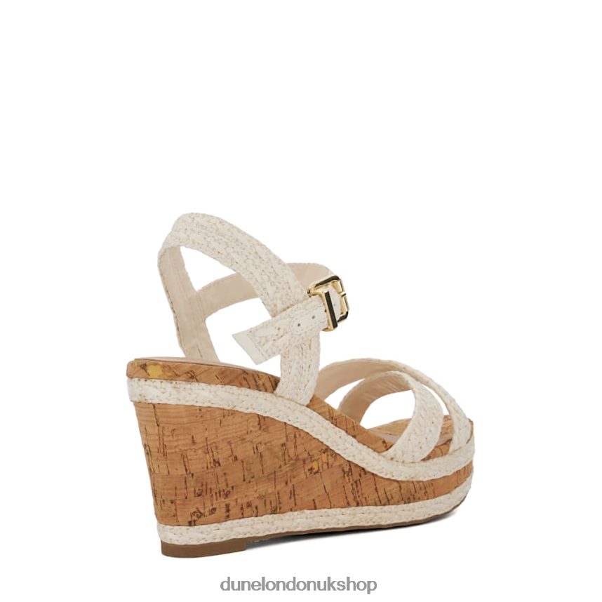 Braided-Cross-Strap Cork-Wedge Sandals Women N4BBPB452 Dune London Kelisa White