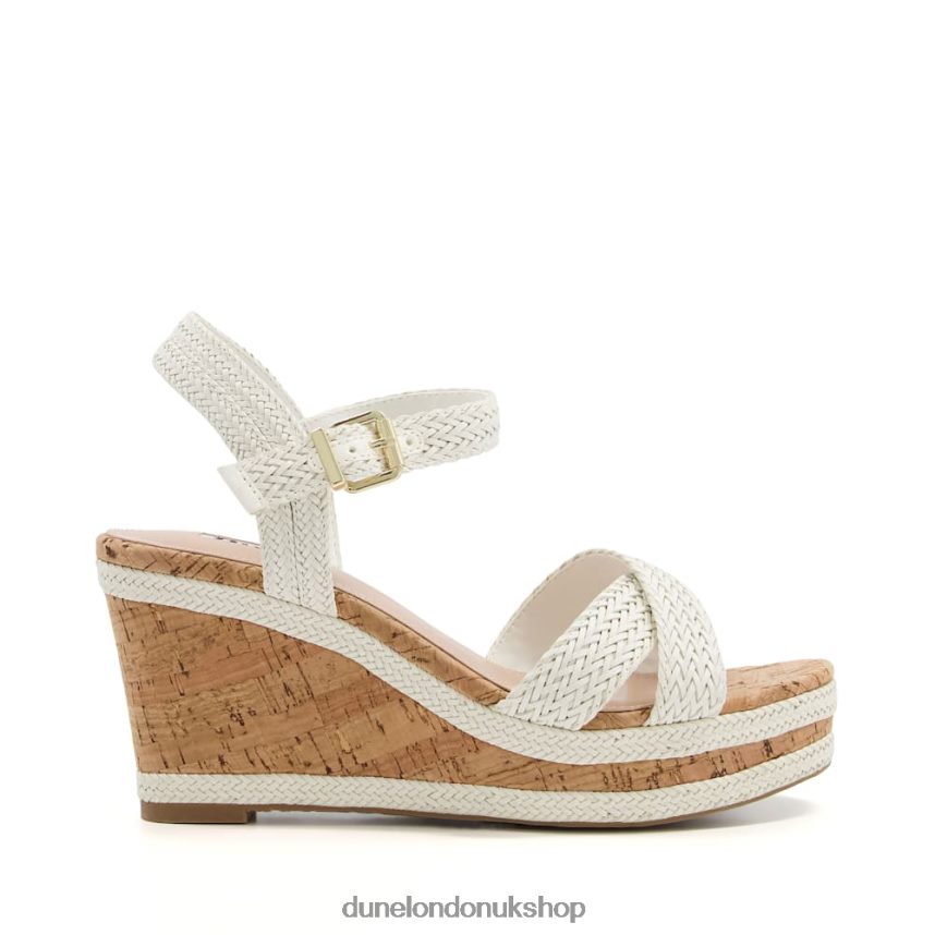 Braided-Cross-Strap Cork-Wedge Sandals Women N4BBPB577 Dune London Kelisa Off White