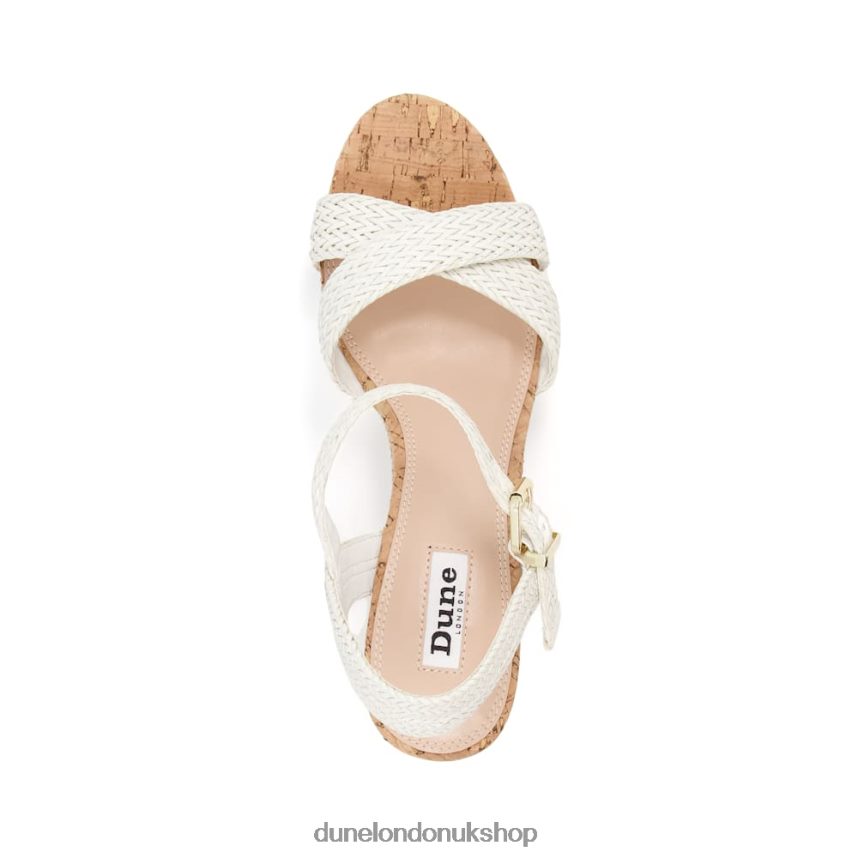 Braided-Cross-Strap Cork-Wedge Sandals Women N4BBPB577 Dune London Kelisa Off White