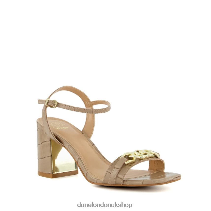 Branded-Chain-Trim Block-Heel Sandals Women N4BBPB170 Dune London Manual Taupe