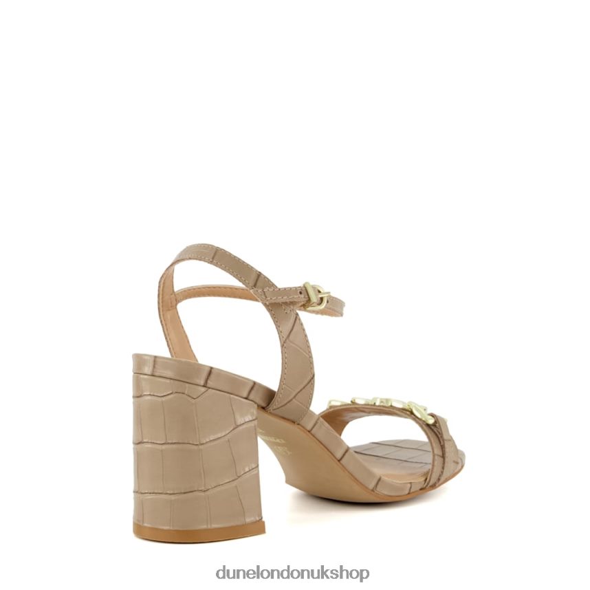 Branded-Chain-Trim Block-Heel Sandals Women N4BBPB170 Dune London Manual Taupe