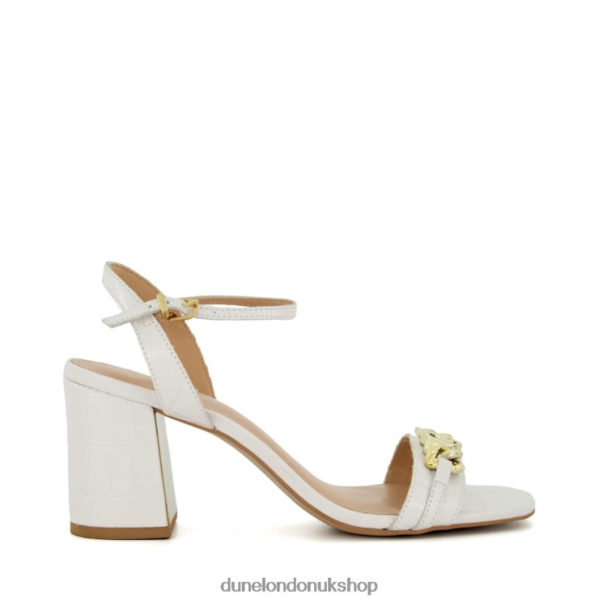 Branded-Chain-Trim Block-Heel Sandals Women N4BBPB472 Dune London Manual White