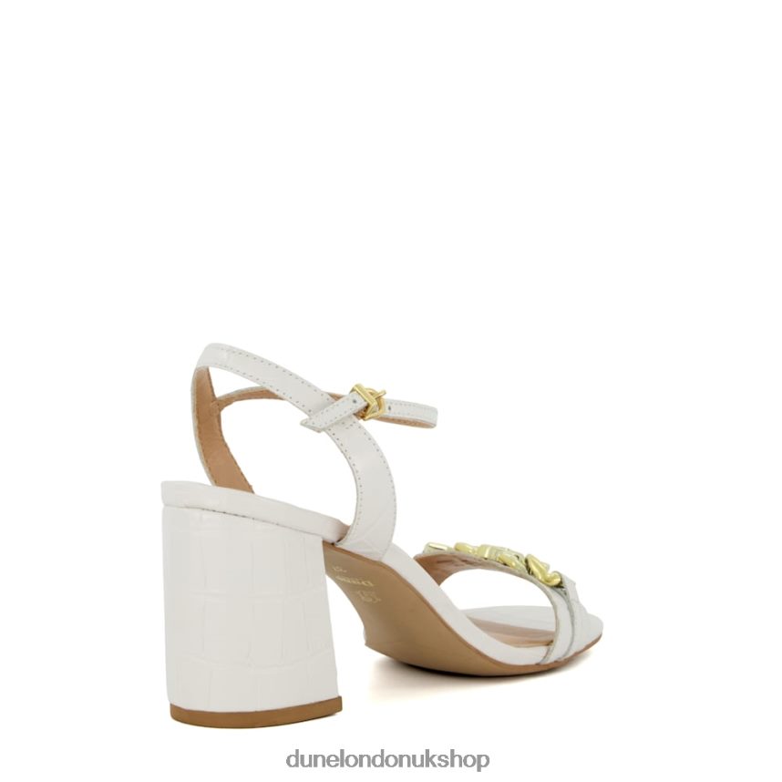 Branded-Chain-Trim Block-Heel Sandals Women N4BBPB472 Dune London Manual White