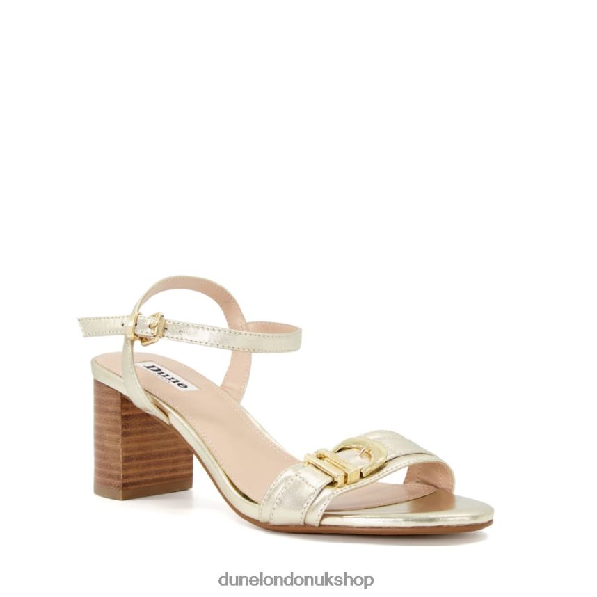 Buckle-Strap Block-Heel Sandals Women N4BBPB192 Dune London Jessie Gold