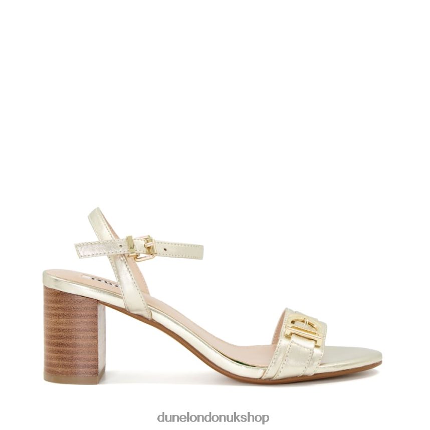 Buckle-Strap Block-Heel Sandals Women N4BBPB192 Dune London Jessie Gold