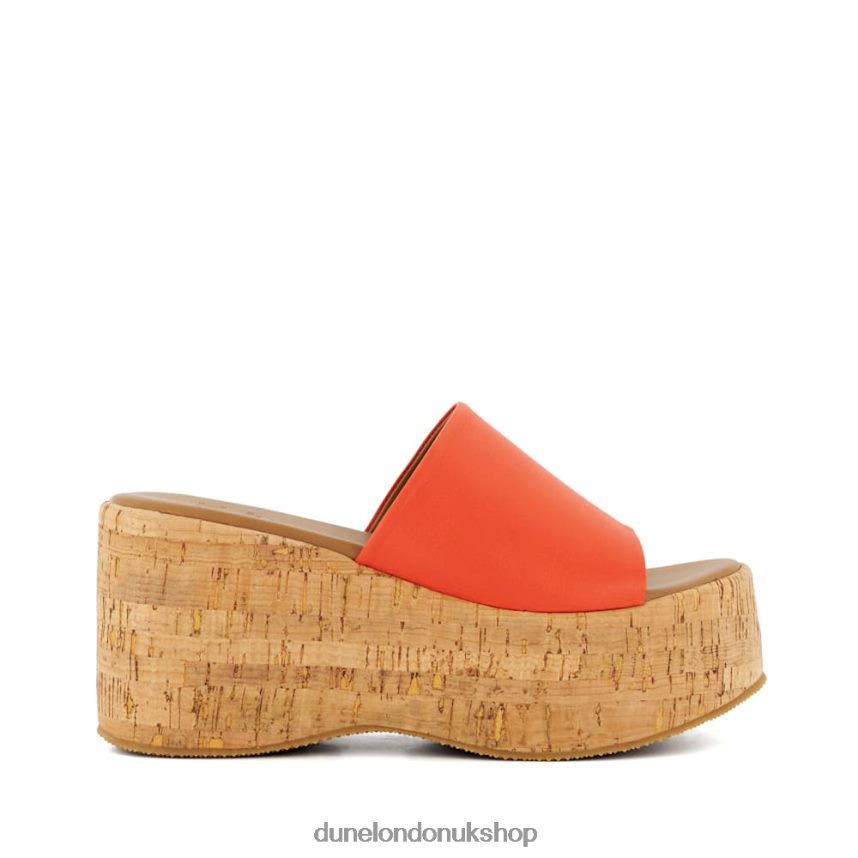 Cork-Flatform Leather Sandals Women N4BBPB37 Dune London Kion Orange