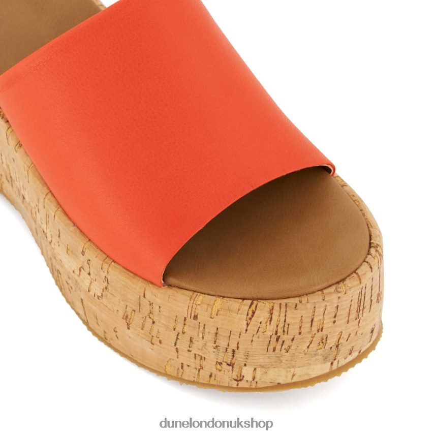 Cork-Flatform Leather Sandals Women N4BBPB37 Dune London Kion Orange