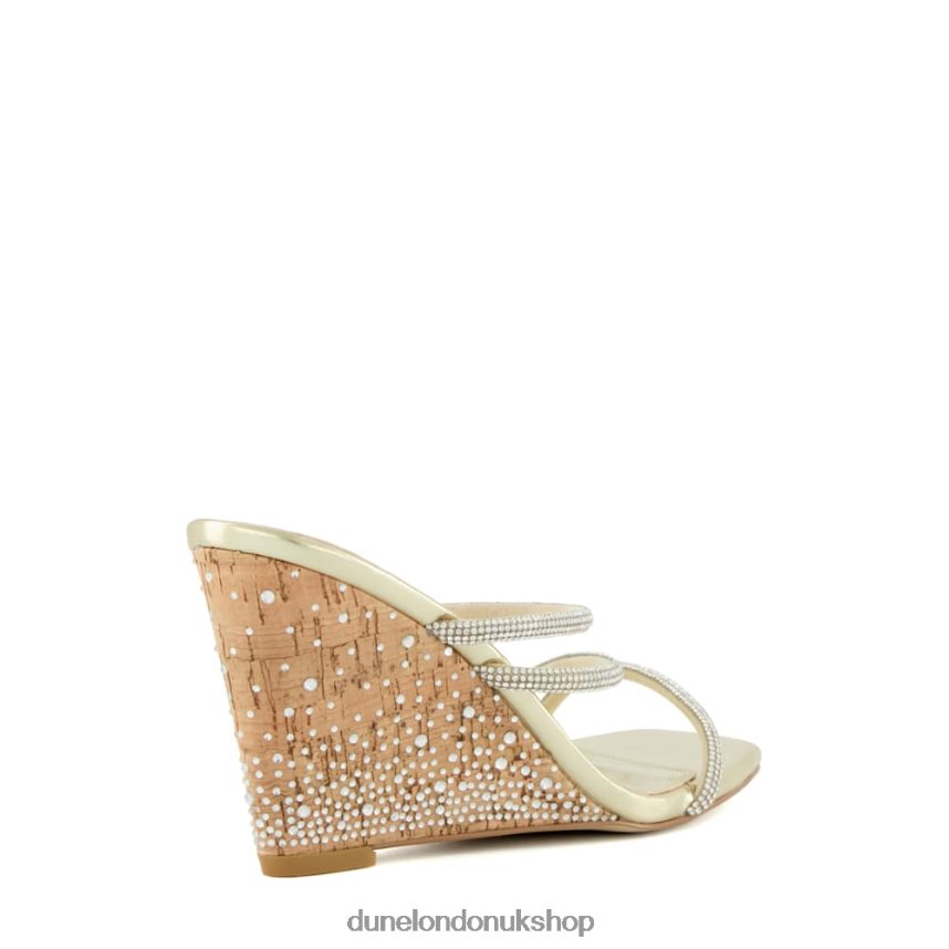 Diamante Cork Wedge Sandals Women N4BBPB49 Dune London Miri Gold