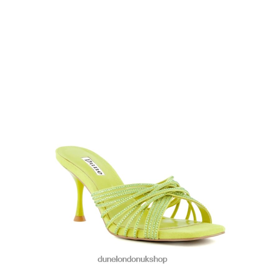 Diamante Cross-Strap Stiletto Mules Women N4BBPB65 Dune London Marquee Lime