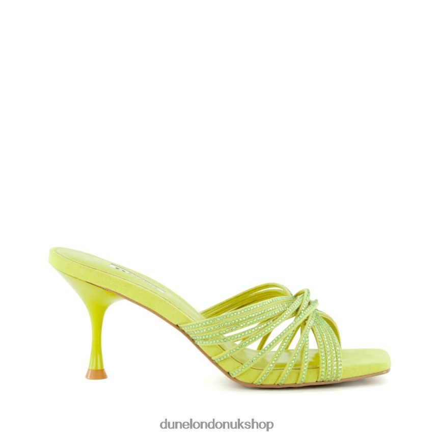 Diamante Cross-Strap Stiletto Mules Women N4BBPB65 Dune London Marquee Lime