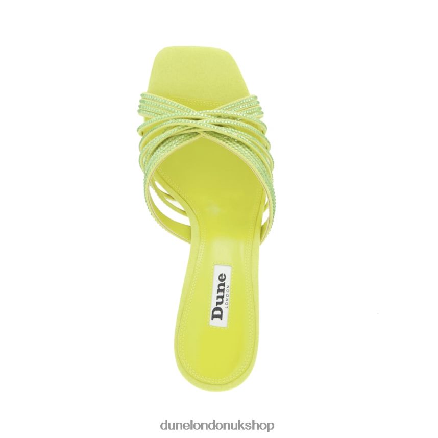 Diamante Cross-Strap Stiletto Mules Women N4BBPB65 Dune London Marquee Lime