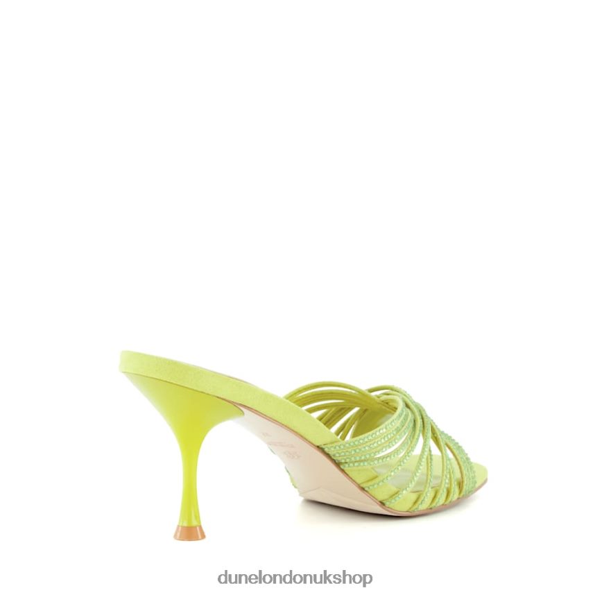 Diamante Cross-Strap Stiletto Mules Women N4BBPB65 Dune London Marquee Lime