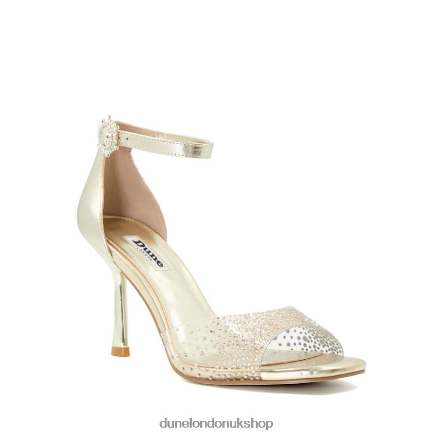 Hot-Stone-Strap Heeled Sandals Women N4BBPB164 Dune London Meghan Gold