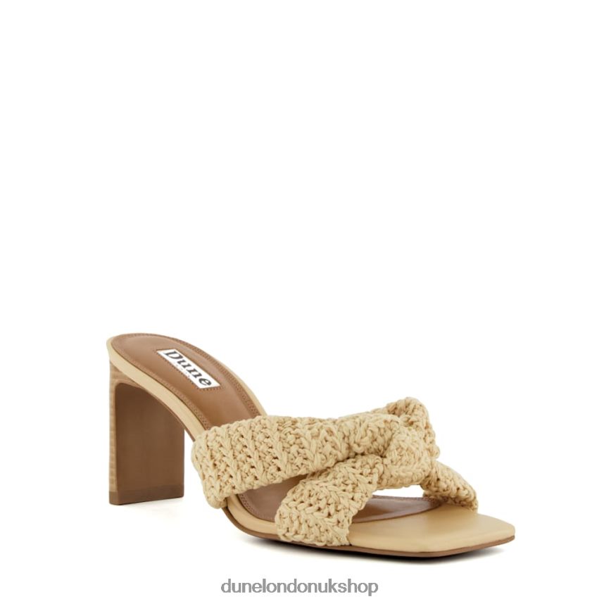 Knot-Cross-Strap Raffia Open-Toe Mules Women N4BBPB547 Dune London Maize Natural