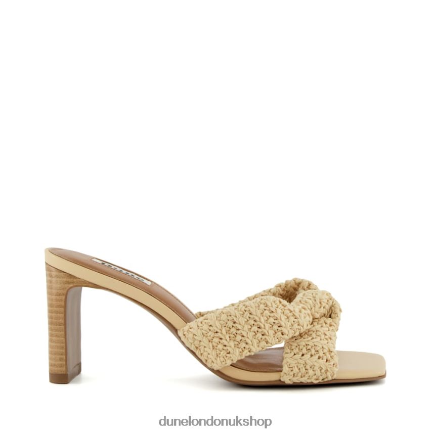 Knot-Cross-Strap Raffia Open-Toe Mules Women N4BBPB547 Dune London Maize Natural