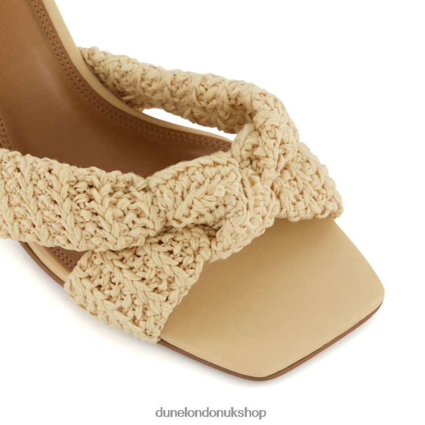 Knot-Cross-Strap Raffia Open-Toe Mules Women N4BBPB547 Dune London Maize Natural