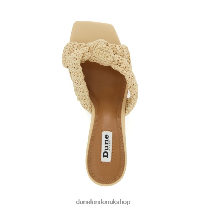 Knot-Cross-Strap Raffia Open-Toe Mules Women N4BBPB547 Dune London Maize Natural