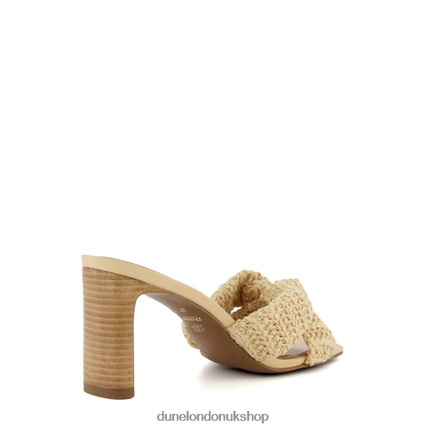 Knot-Cross-Strap Raffia Open-Toe Mules Women N4BBPB547 Dune London Maize Natural