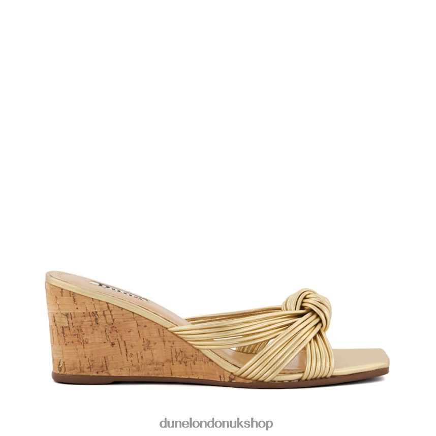 Knot-Detail Cork Wedge Mules Women N4BBPB450 Dune London Kope Gold