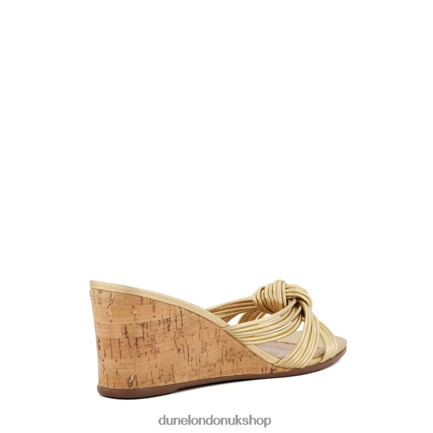 Knot-Detail Cork Wedge Mules Women N4BBPB450 Dune London Kope Gold