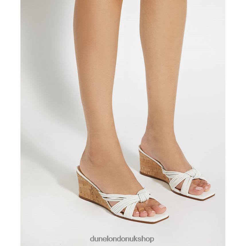 Knot-Detail Cork Wedge Mules Women N4BBPB78 Dune London Kope White