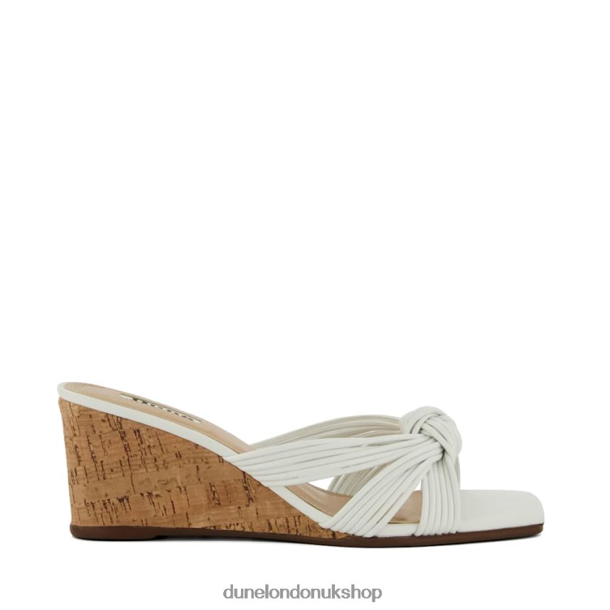 Knot-Detail Cork Wedge Mules Women N4BBPB78 Dune London Kope White