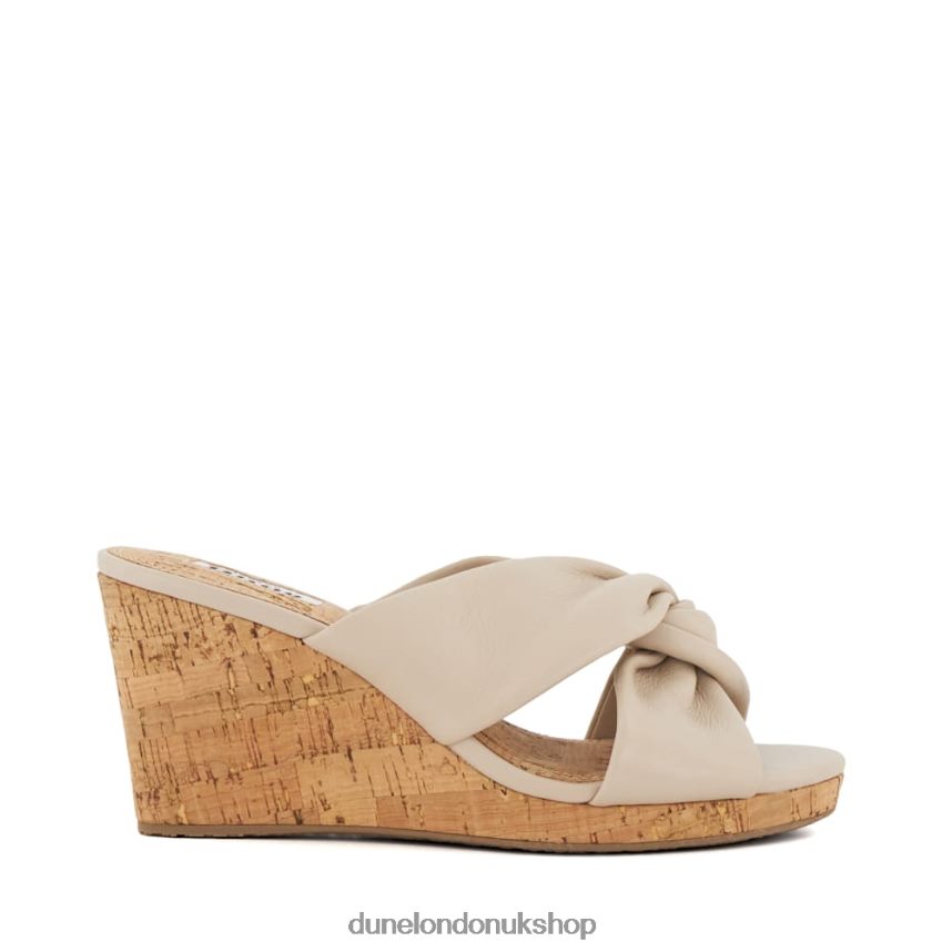 Knot-Detail-Leather Cork-Wedge Sandals Women N4BBPB403 Dune London Kacee Ecru