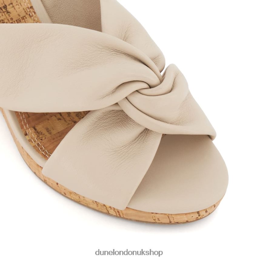 Knot-Detail-Leather Cork-Wedge Sandals Women N4BBPB403 Dune London Kacee Ecru