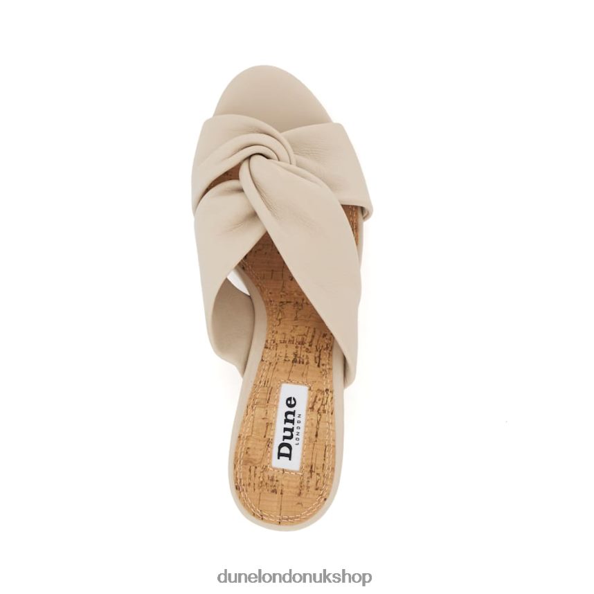 Knot-Detail-Leather Cork-Wedge Sandals Women N4BBPB403 Dune London Kacee Ecru