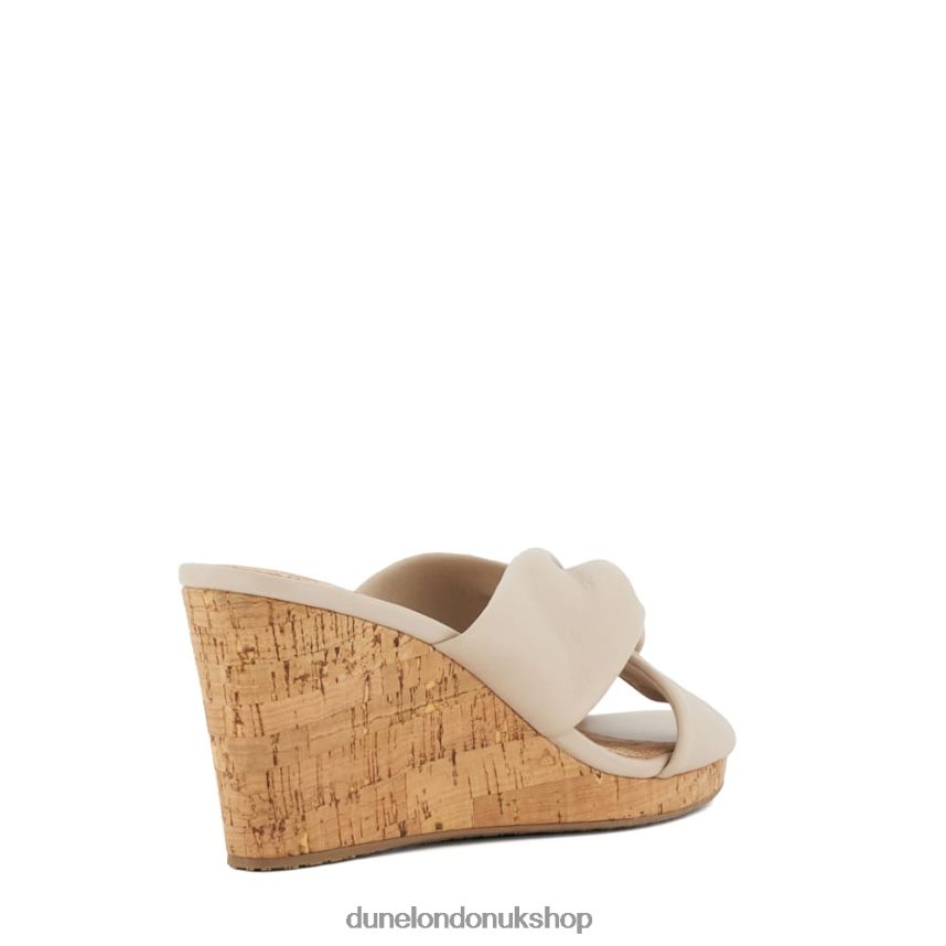 Knot-Detail-Leather Cork-Wedge Sandals Women N4BBPB403 Dune London Kacee Ecru