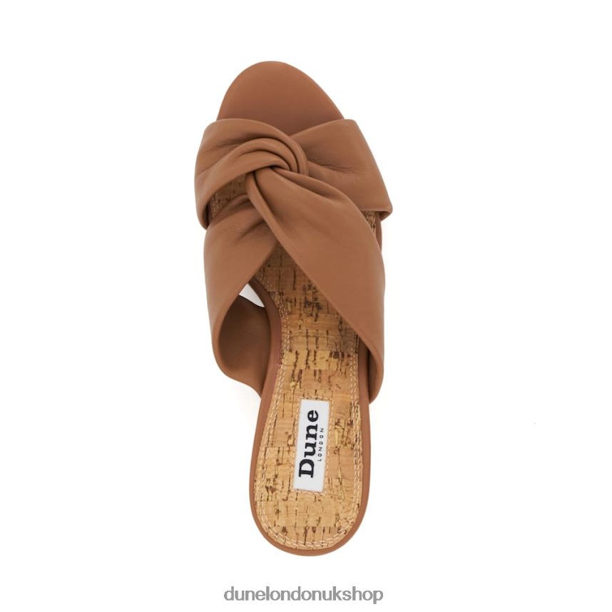 Knot-Detail-Leather Cork-Wedge Sandals Women N4BBPB404 Dune London Kacee Tan