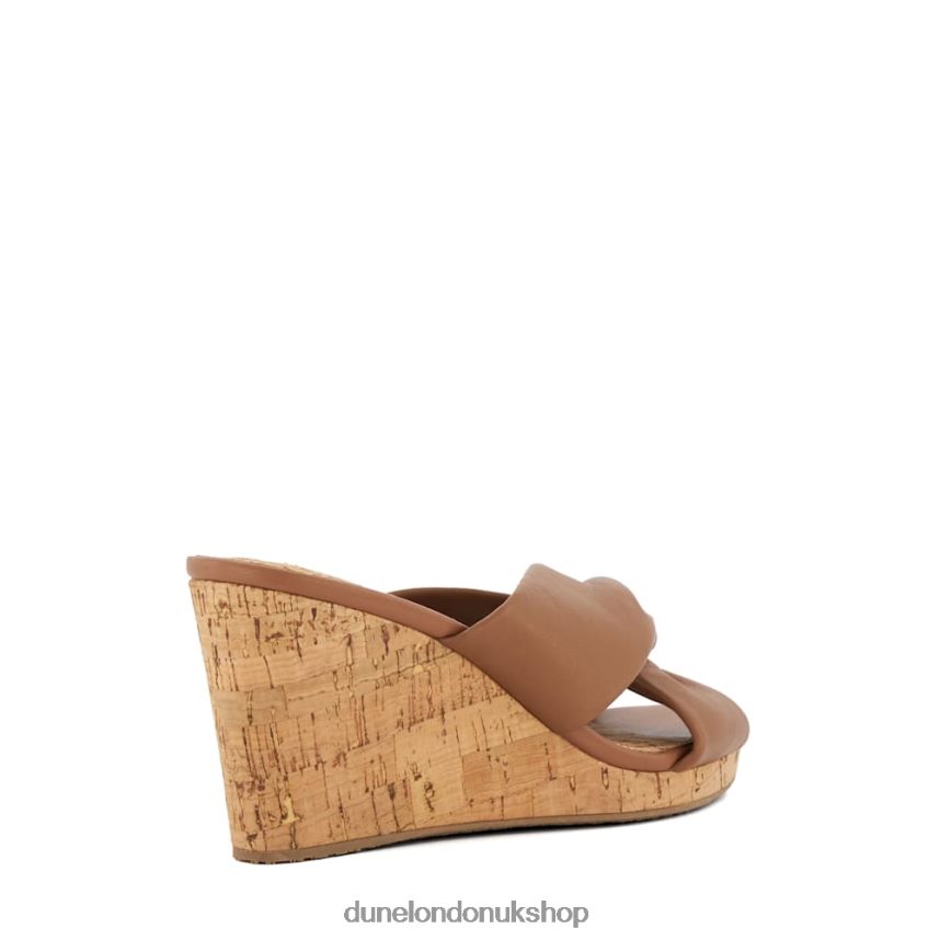 Knot-Detail-Leather Cork-Wedge Sandals Women N4BBPB404 Dune London Kacee Tan