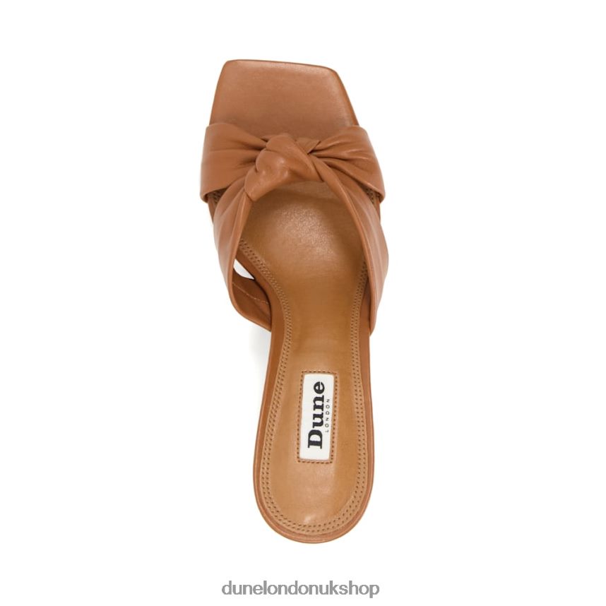 Knot-Detail Leather Open-Toe Mules Women N4BBPB201 Dune London Maize Tan