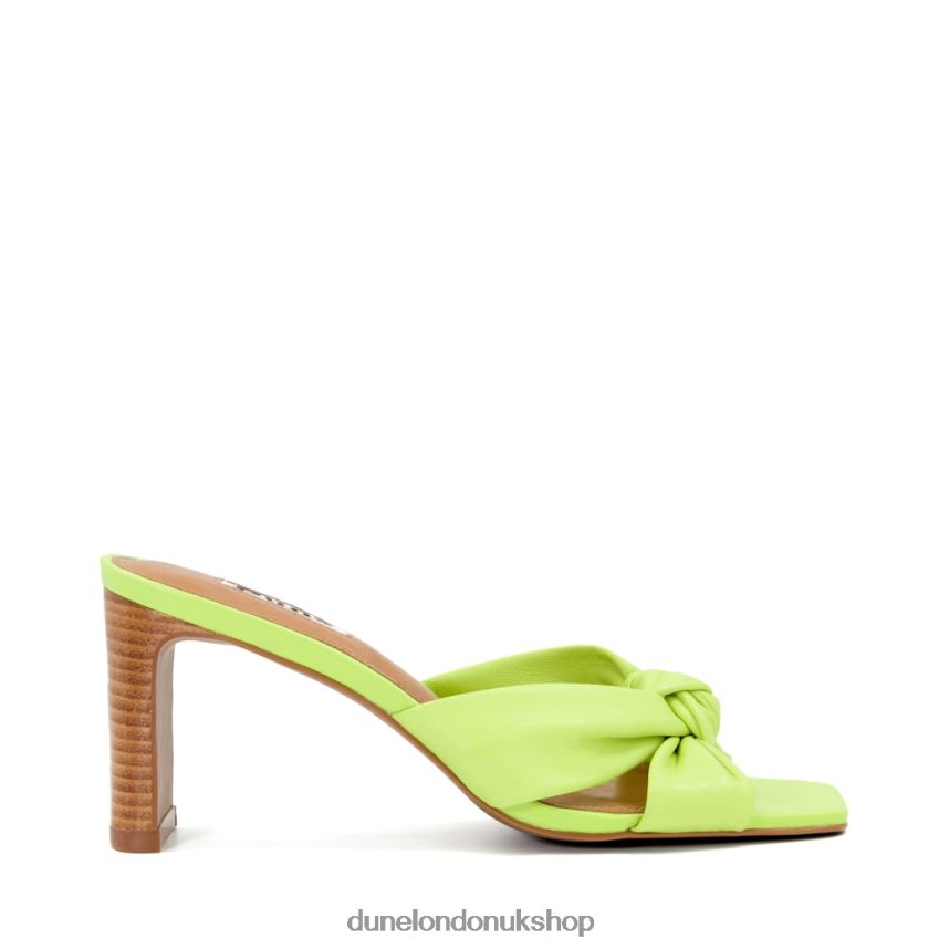 Knot-Detail Leather Open-Toe Mules Women N4BBPB69 Dune London Maize Lime Green