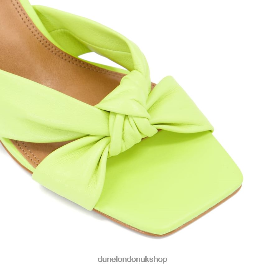 Knot-Detail Leather Open-Toe Mules Women N4BBPB69 Dune London Maize Lime Green