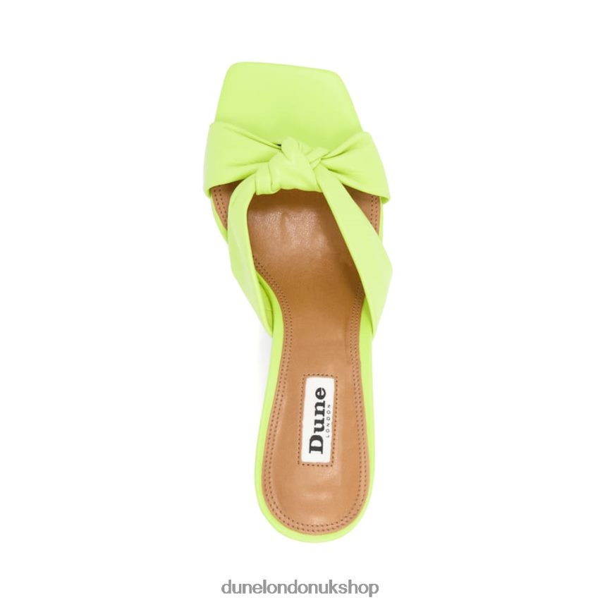 Knot-Detail Leather Open-Toe Mules Women N4BBPB69 Dune London Maize Lime Green