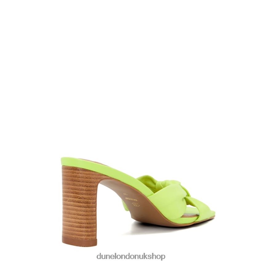 Knot-Detail Leather Open-Toe Mules Women N4BBPB69 Dune London Maize Lime Green