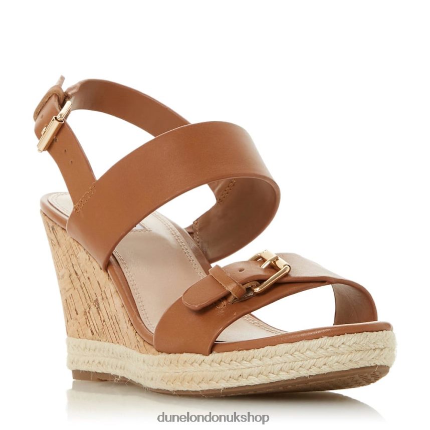 Leather Wedge Sandals Women N4BBPB665 Dune London Kendyl Tan - Click Image to Close