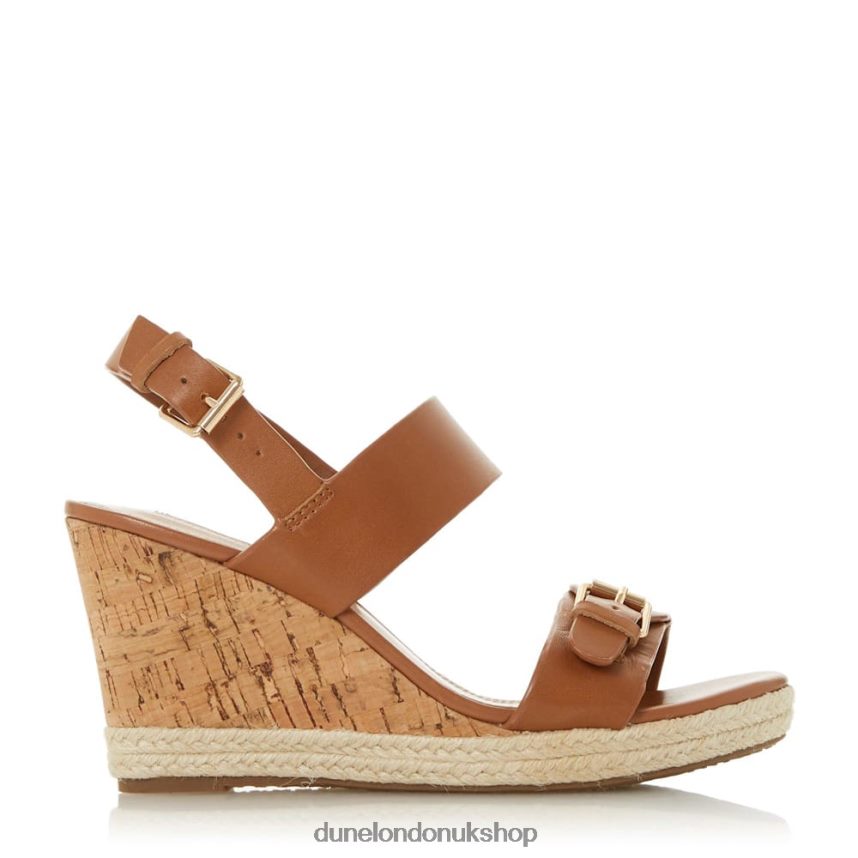 Leather Wedge Sandals Women N4BBPB665 Dune London Kendyl Tan