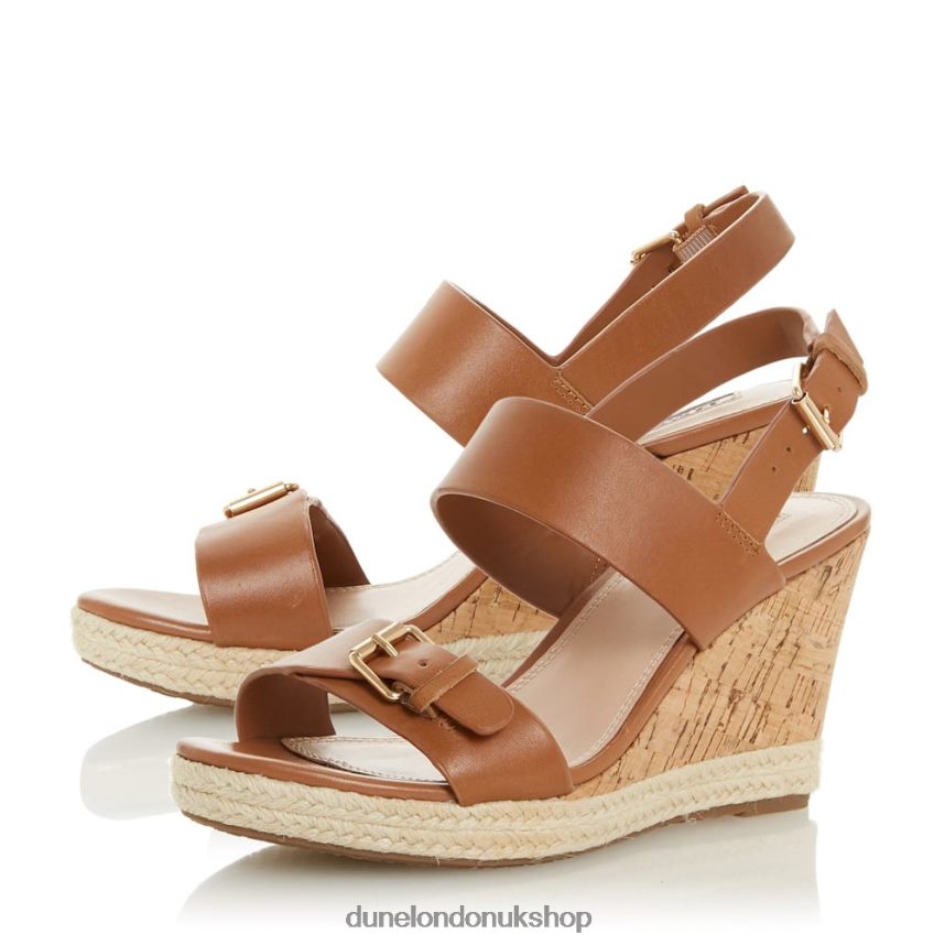 Leather Wedge Sandals Women N4BBPB665 Dune London Kendyl Tan