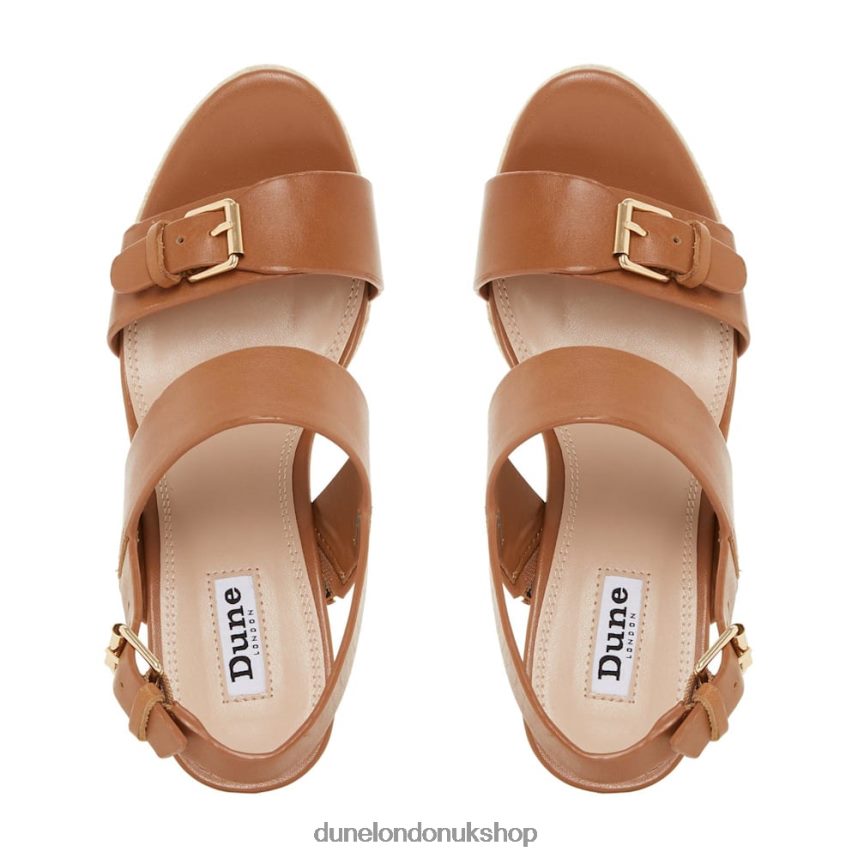 Leather Wedge Sandals Women N4BBPB665 Dune London Kendyl Tan