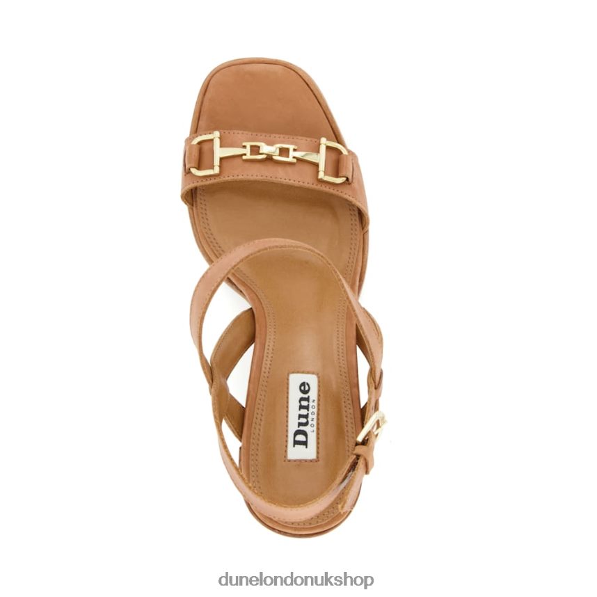 Metal-Trim Block-Heel Sandals Women N4BBPB479 Dune London Jili Tan