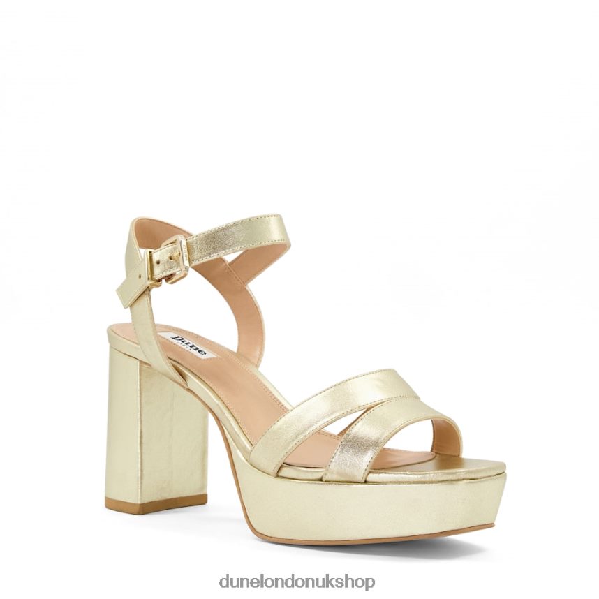 Metallic-Leather Platform Sandals Women N4BBPB278 Dune London Molten Gold