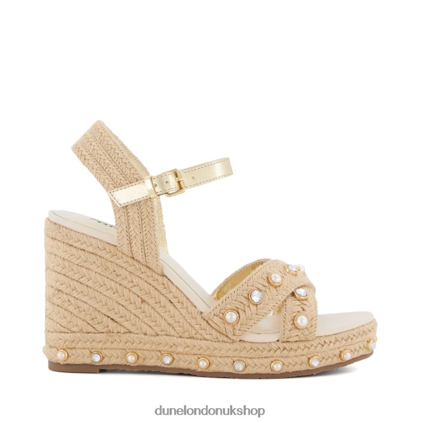 Pearl-Strap-Raffia Wedge Sandals Women N4BBPB30 Dune London Kays Natural